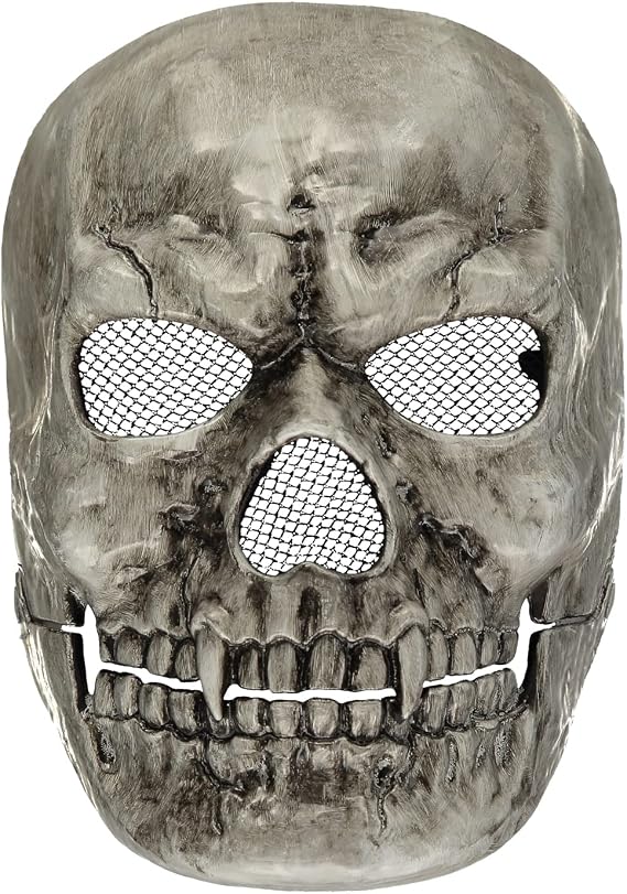 amscan 9918081 - Adults Halloween Plastic Jointed Skeleton Mask with Moving Jaw