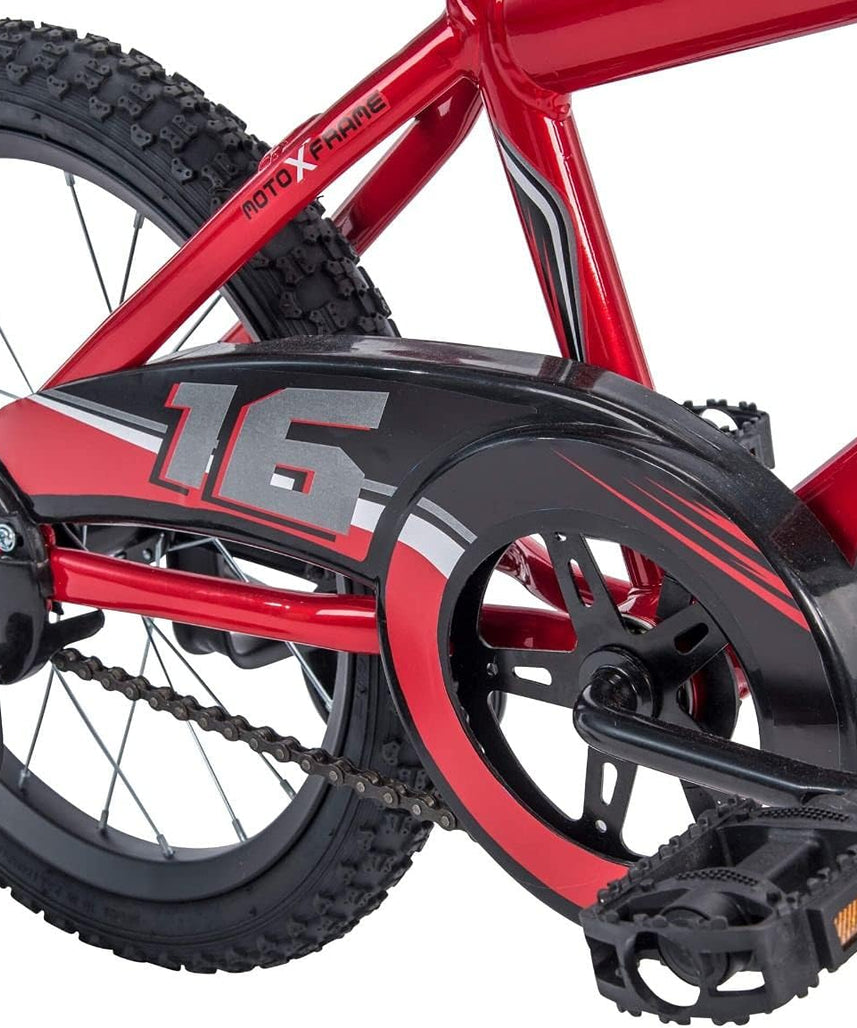 دراجة هافي روك إت إيزي بيلد للأطفال، لون أحمر، للأولاد والبنات، مزودة بعجلات تدريب، وإطار فولاذي، وفرامل كوستر