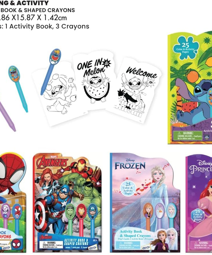 Skoodle Stitch Disney Activity Book with Shaped Crayons for Kids, Multicolor