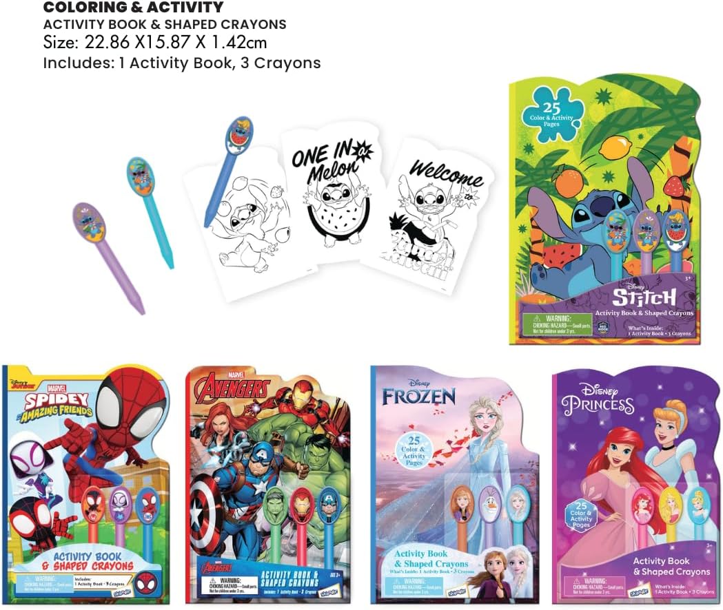 Skoodle Stitch Disney Activity Book with Shaped Crayons for Kids, Multicolor