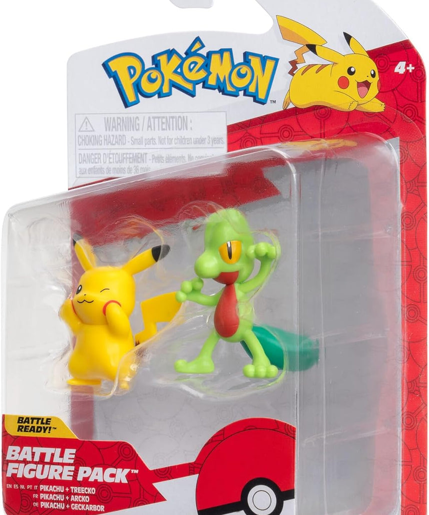 Pokemon Pikachu & Treecko Figures, Detailed Official Figures, Battle Ready, Action Figurines, Collectibles, Display Toys for Boys, Battle Figure