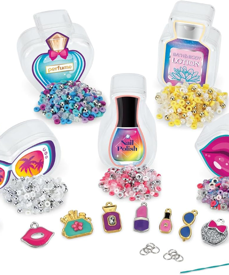 Shimmer N Sparkle Mini Mania Beauty Charms Bracelet Maker Make your own collectable charm bracelets Includes over 1000 multicoloured beads Jewellery making kit Make your own friendship bracelets