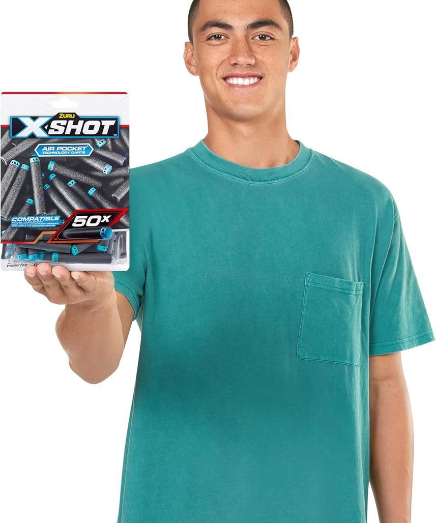 Zuru XSHOT Foam Dart Refill Pack of 50, Compatible with Nerf Blasters, Air Pocket Technology, Lightweight Durable Soft Bullet Ammunition for Boys, Age 8+