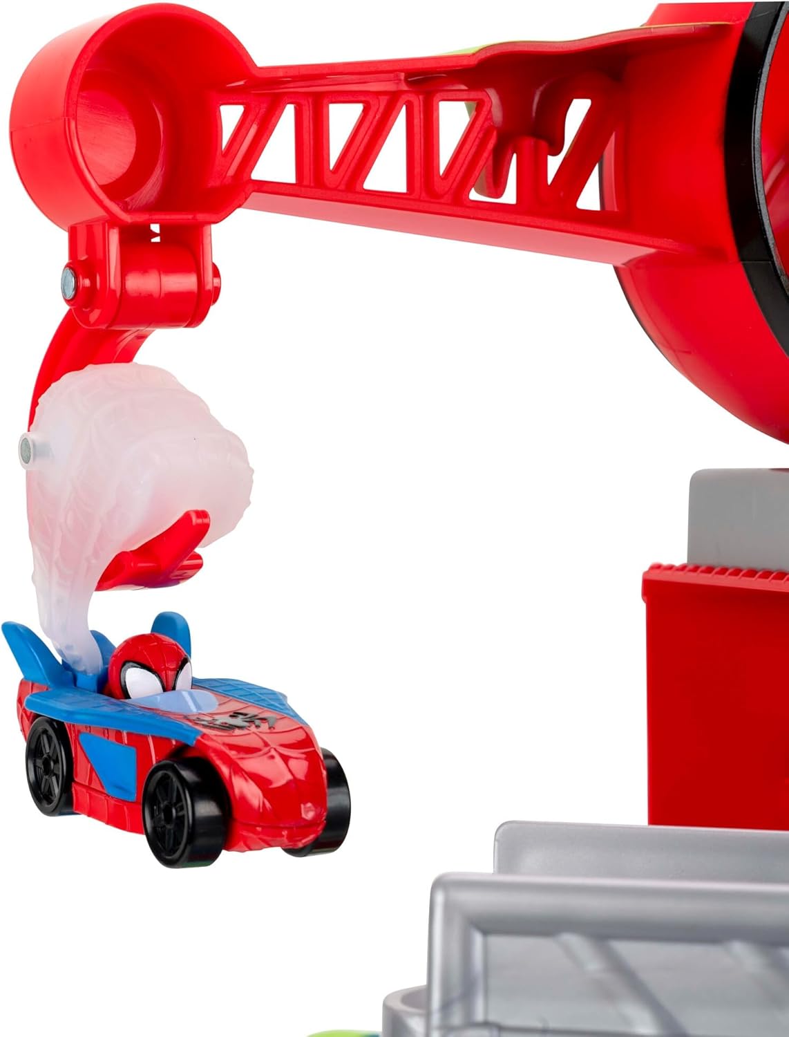 Spidey N Friends Construction Zone Chaos Track Set, Deluxe 2-Foot High Race Track Features Zip Line, Action Zones, & 2 Separate Tracks with Two 3-Inch Vehicles, Kids Toys, Gift, Playset, 3 Years+
