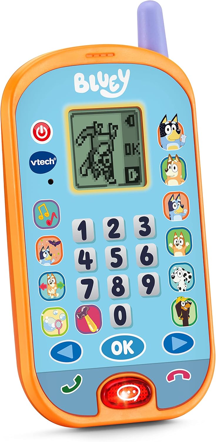 VTech Bluey Ring Ring Learning Phone Interactive Toy with Voice Activation, Games, Animations, Numbers and Educational Role Play, Motor Skill Development, Ideal Gift for Kids Ages 3-6, Multicolor