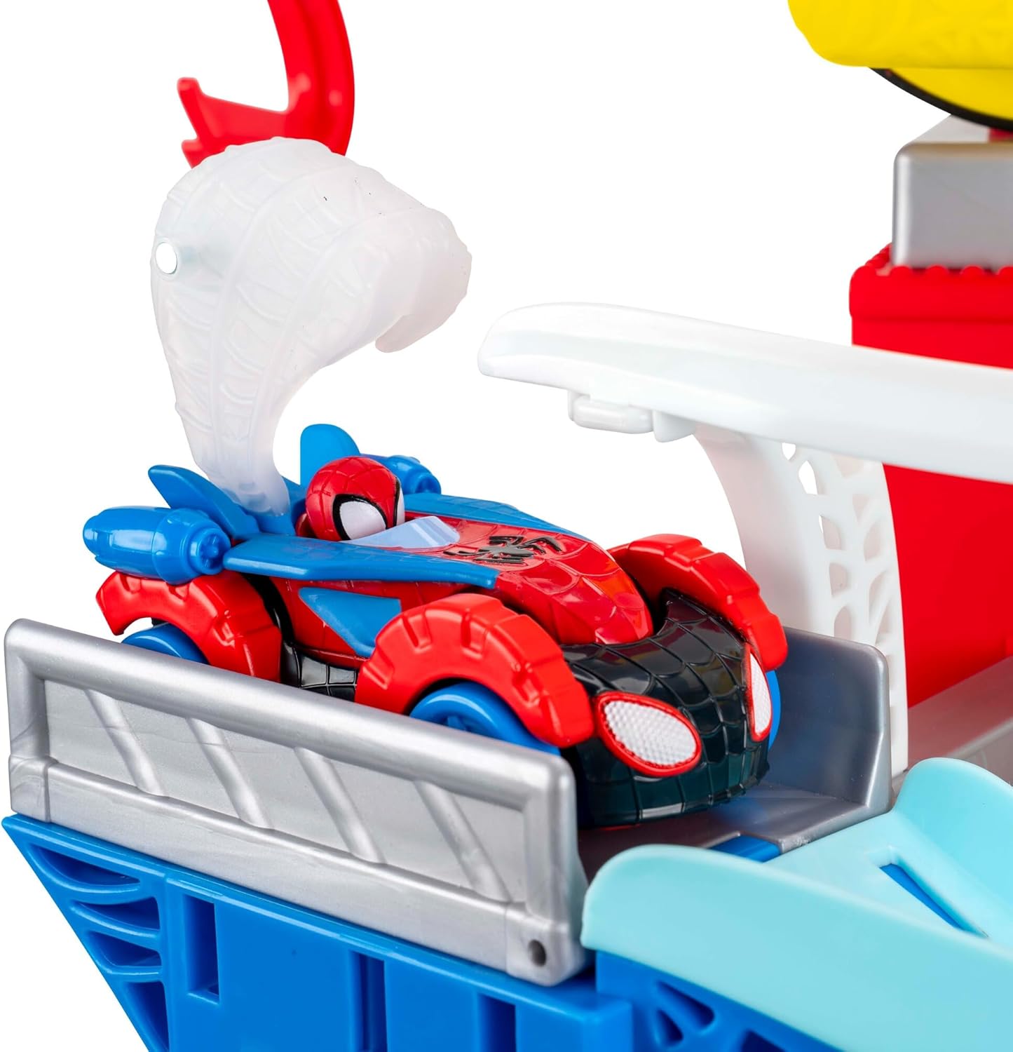 Spidey N Friends Construction Zone Chaos Track Set, Deluxe 2-Foot High Race Track Features Zip Line, Action Zones, & 2 Separate Tracks with Two 3-Inch Vehicles, Kids Toys, Gift, Playset, 3 Years+