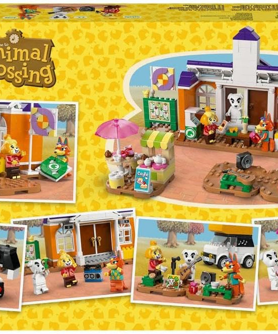 LEGO Animal Crossing K.K.'s Concert at the Plaza Building Toy for 7 Plus Year Old Girls and boys, with Café Playset, Figures and Vehicle from the Video Games, Pretend Play Gift for Kids 77052