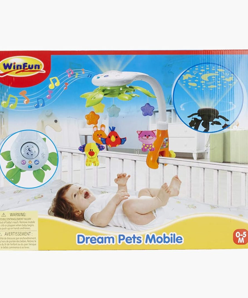 Winfun Dream Pets Musical Baby Mobile, Rotating Ceiling Mount Mobile with Lights, Melodies and Projection, Developmental Baby Toy for Newborns 0M+