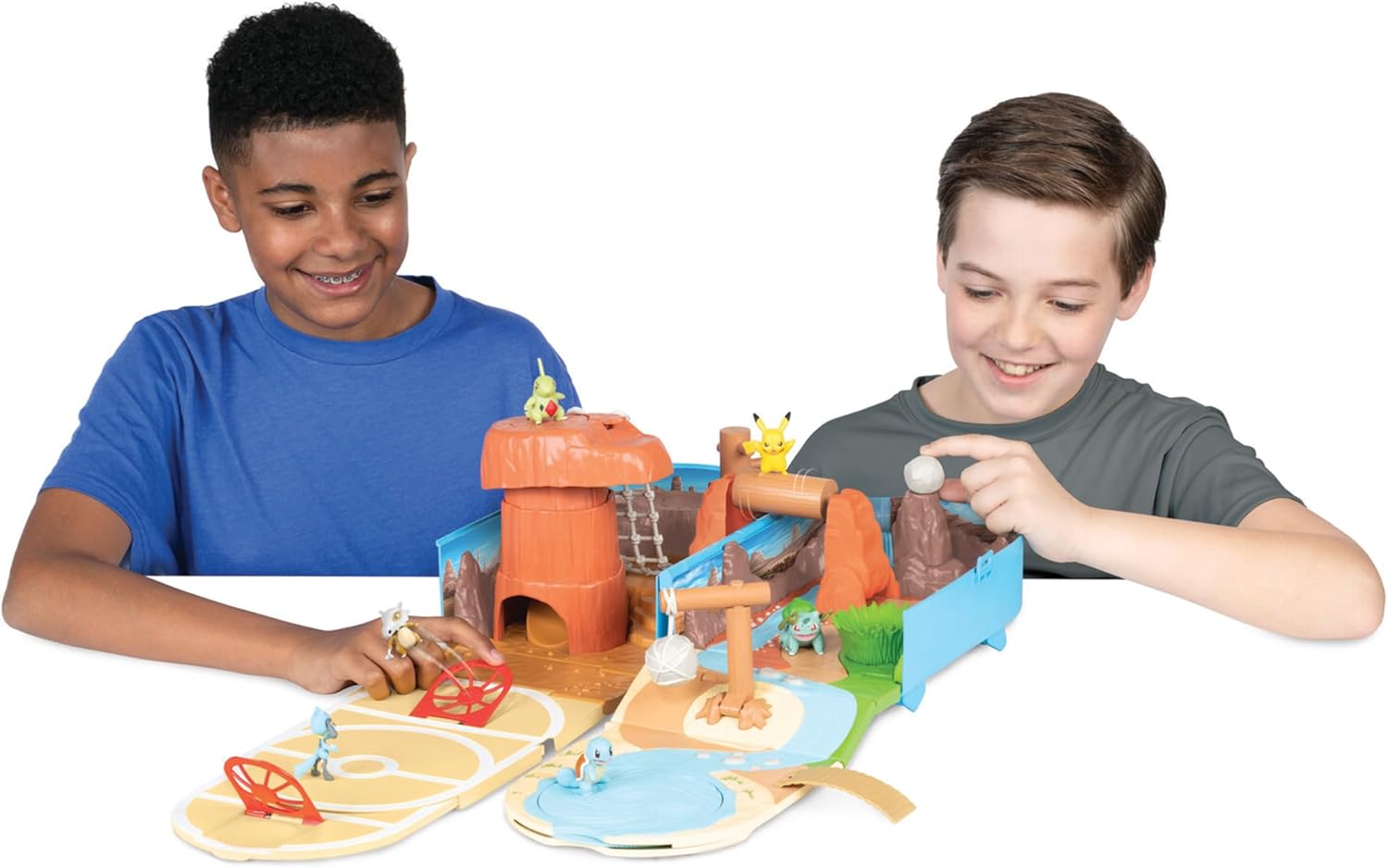 Pokemon Carry Case Battle Desert Playset, Portable Backpack Playset with Action Zones and Pikachu Figure, Official Pokemon Toy, Ages 4+