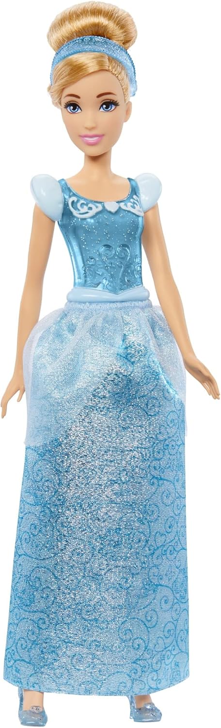 Mattel Disney Princess Cinderella Doll, Posable Fashion Doll with Removable Skirt, Shoes and Tiara, Brushable Hair, Ages 3+