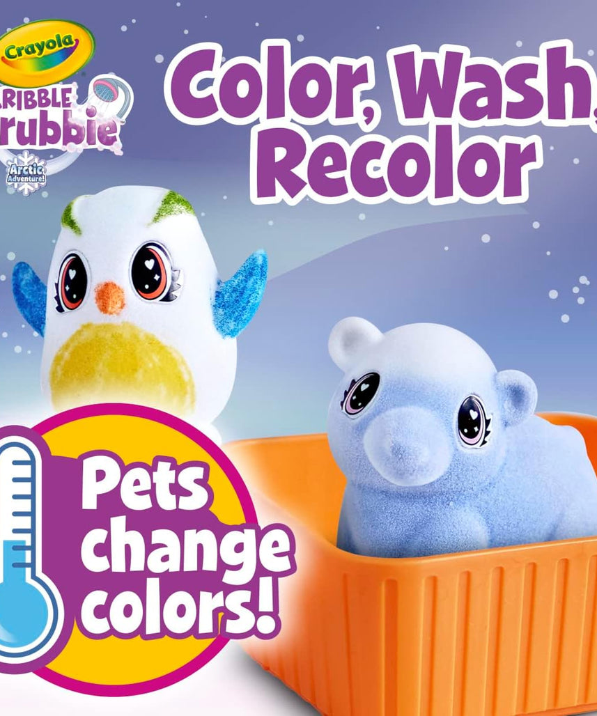 CRAYOLA Scribble Scrubbie Pets Arctic Snow Explorer, Color & Wash Creative Toy, Gift for Kids, Blue,white Age 3, 4, 5, 6 747479