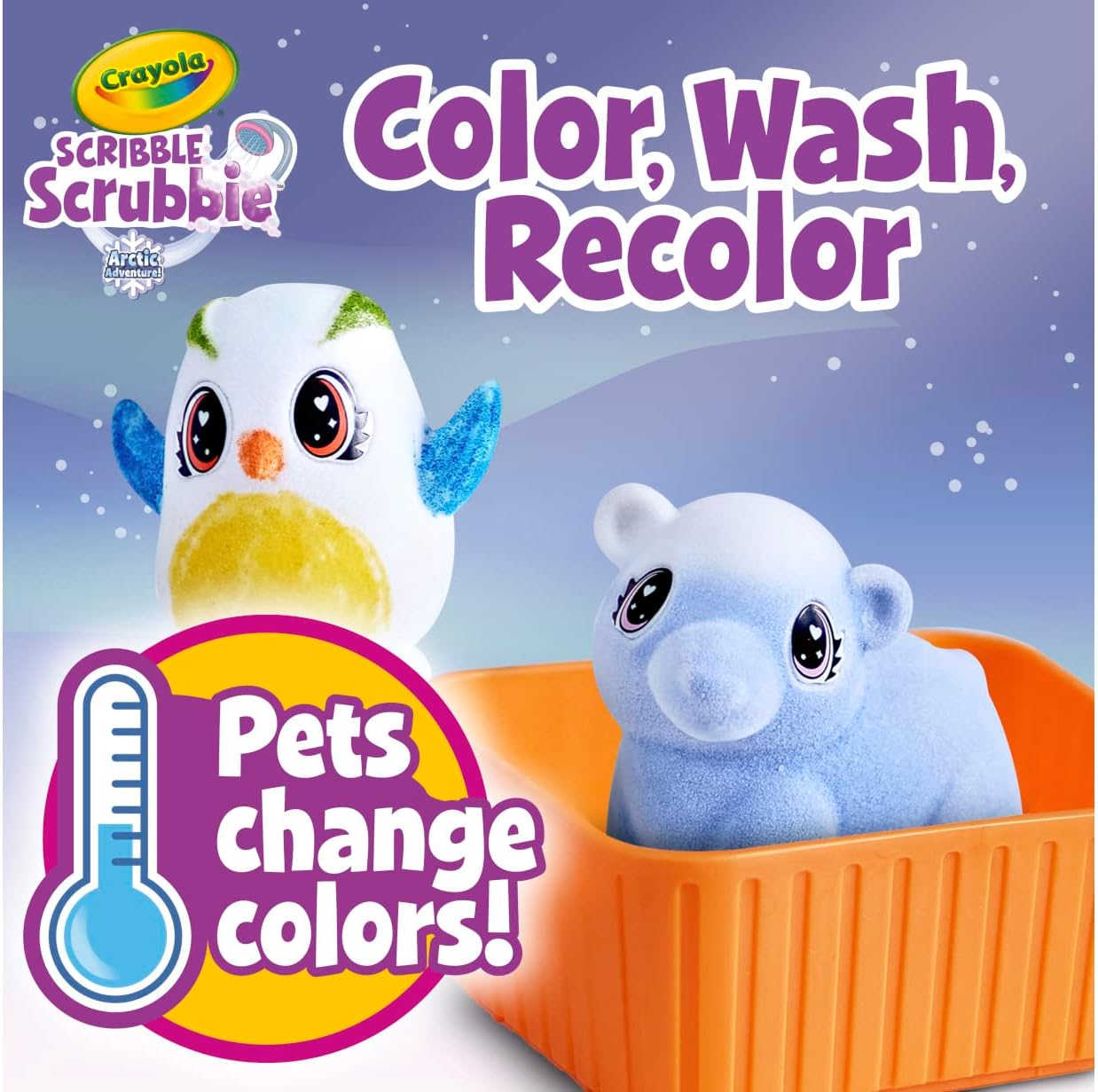 CRAYOLA Scribble Scrubbie Pets Arctic Snow Explorer, Color & Wash Creative Toy, Gift for Kids, Blue,white Age 3, 4, 5, 6 747479