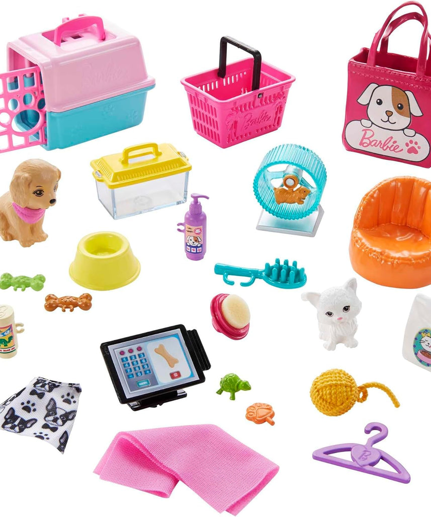 Barbie Doll and Pet Boutique Playset with 4 Pets and Accessories, for 3 to 7 Year Olds