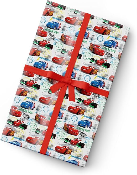 Party Centre Disney Cars Glossy Gift Wrapping Paper with Cut Lines (76cm x 200cm)