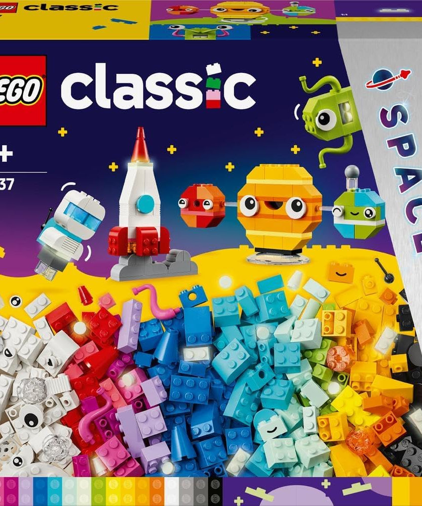LEGO Classic Creative Space Planets Brick Box, Solar System Building Toys Featuring a Rocket Toy for Kids, Boys & Girls aged 5+ with Earth, Sun, Saturn Models plus Astronaut and Alien Figures 11037