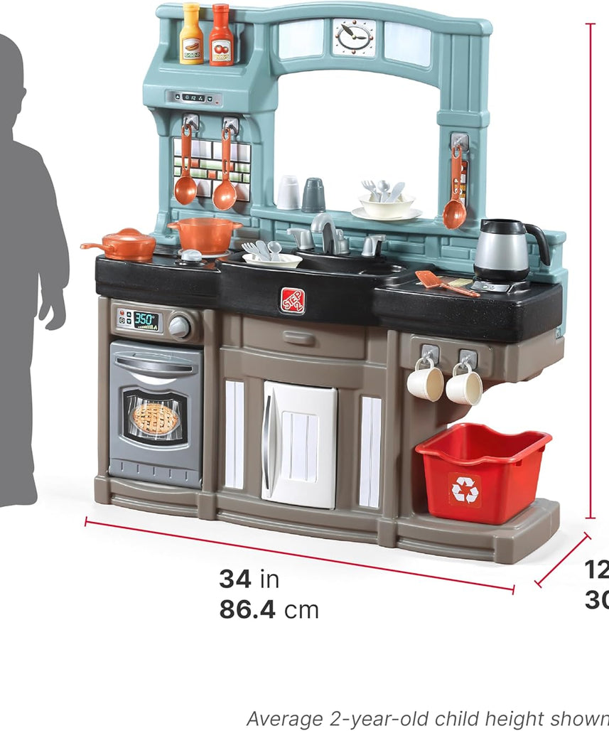 Step2 Best Chefs Kitchen Refresh, Interactive Roleplay Kitchen Set with Lights Sounds Accessories, Pretend Cooking Toy for Kids Boys and Girls Age 2 to 6, Multicolor