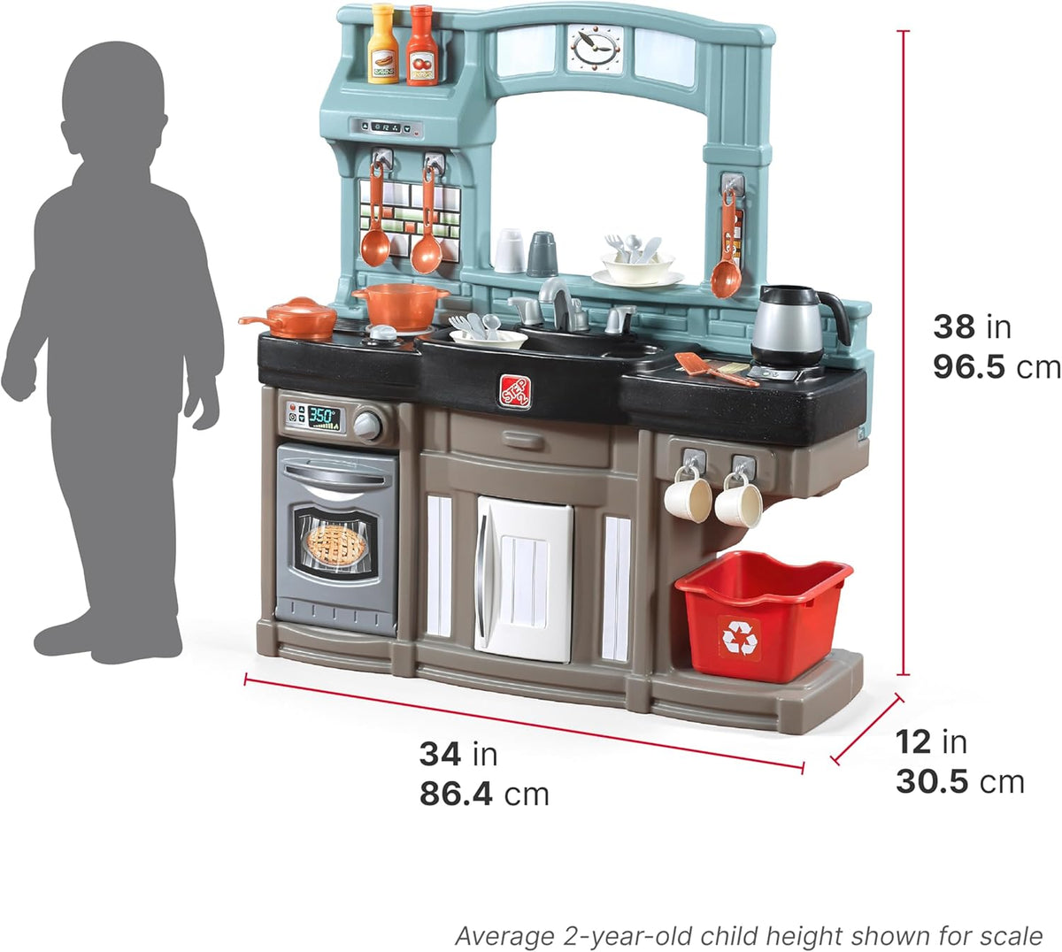 Step2 Best Chefs Kitchen Refresh, Interactive Roleplay Kitchen Set with Lights Sounds Accessories, Pretend Cooking Toy for Kids Boys and Girls Age 2 to 6, Multicolor