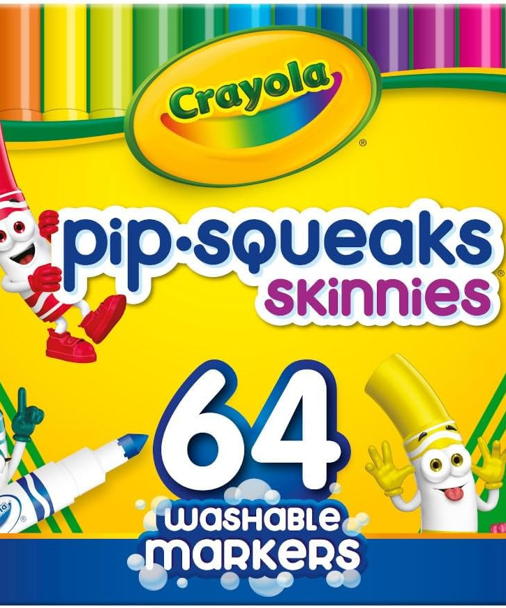 Crayola Pip-Squeak Skinnies Washable Markers, 64 Count