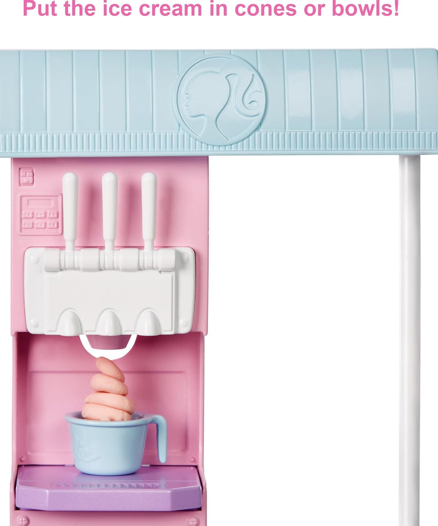 Barbie Ice Cream Shop Playset with 12 in Blonde Doll, Ice Cream Shop, Ice Cream Making Feature & Realistic Play Pieces