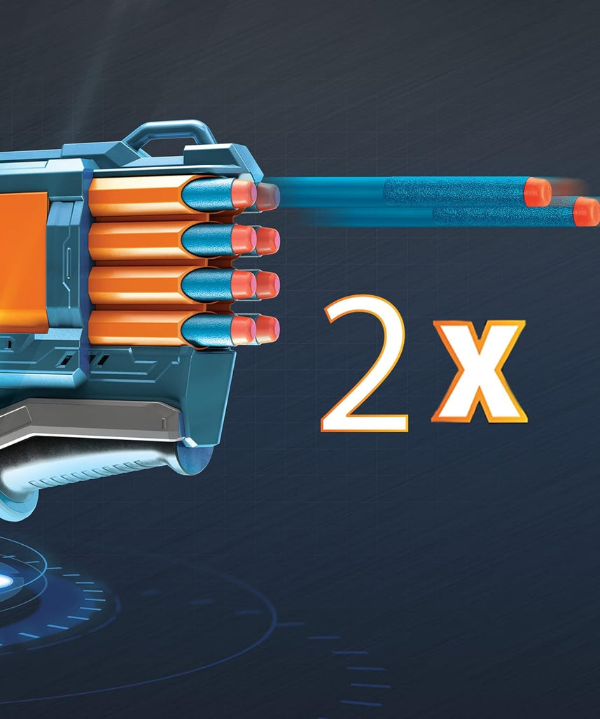 Nerf Elite 2.0 Warden DB-8 Blaster, Fires 2 Darts at Once, Pump-Action Slam Fire, Includes 16 Official Nerf Darts, Tactical Rail Upgrade, Shoots up to 26 Meters