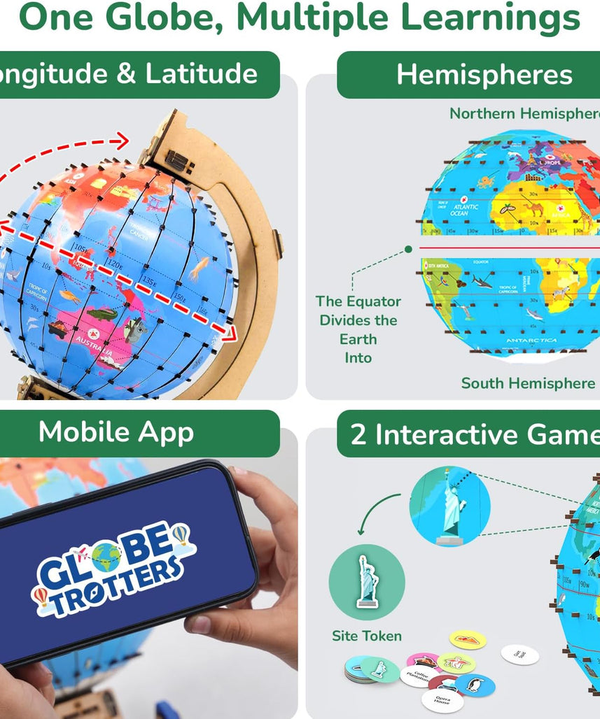 Smartivity Interactive Globe Model for Kids 8-14 Years Old | Build Your Own Globe with 1000+ Facts About Animals, Monuments, Places I Birthday Gift for Boys & Girls I Educational Toy for Kids