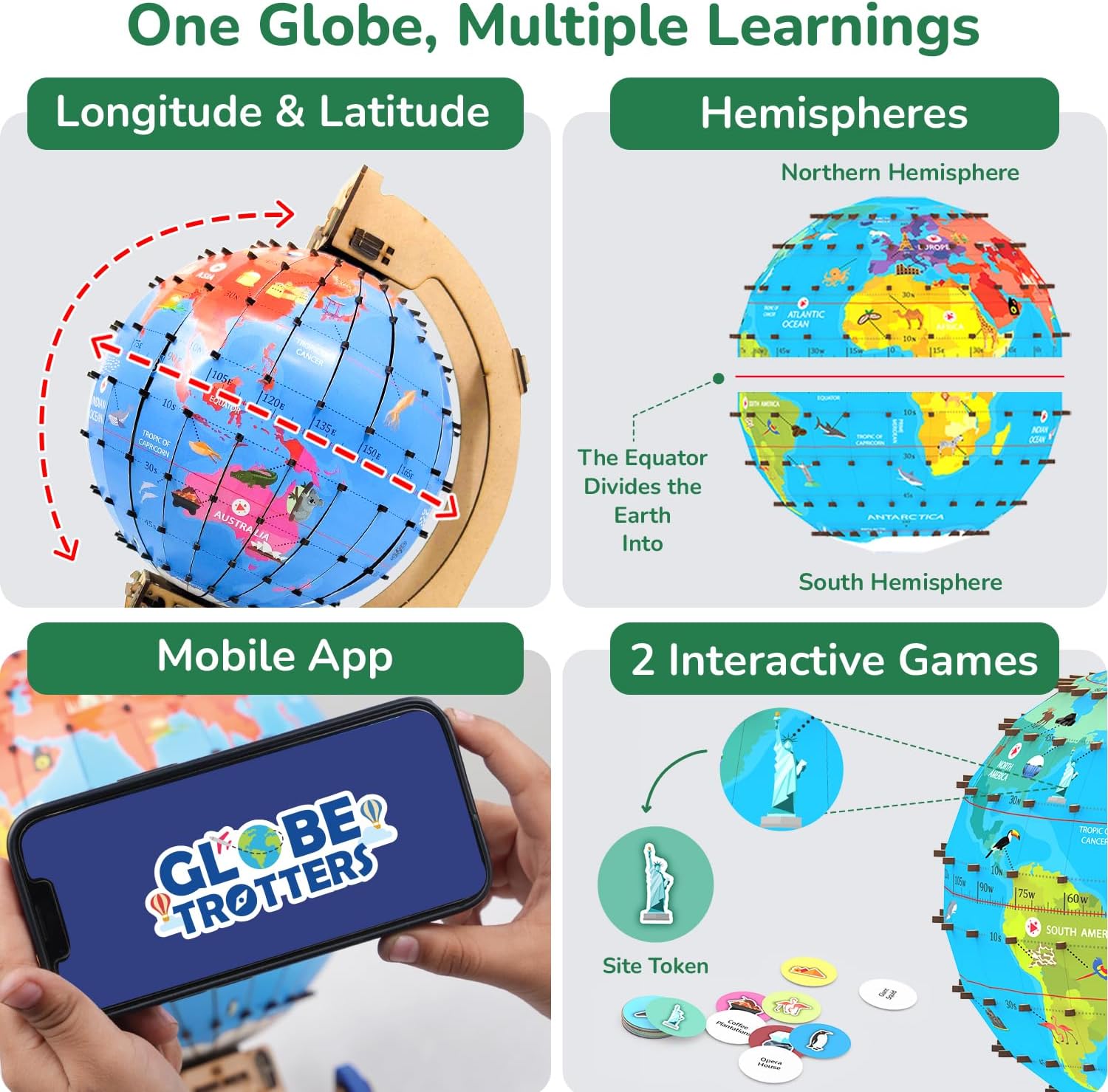 Smartivity Interactive Globe Model for Kids 8-14 Years Old | Build Your Own Globe with 1000+ Facts About Animals, Monuments, Places I Birthday Gift for Boys & Girls I Educational Toy for Kids
