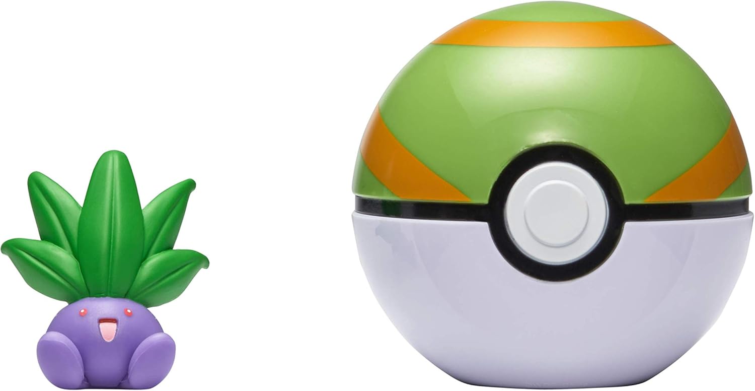 Pokémon Clip ’N’ Go Oddish Figure with Nest Ball, 2-Inch Action Figure Set, Portable Poké Ball Toy, Official Jazwares Collectible, Kids Toy, Ages 3+