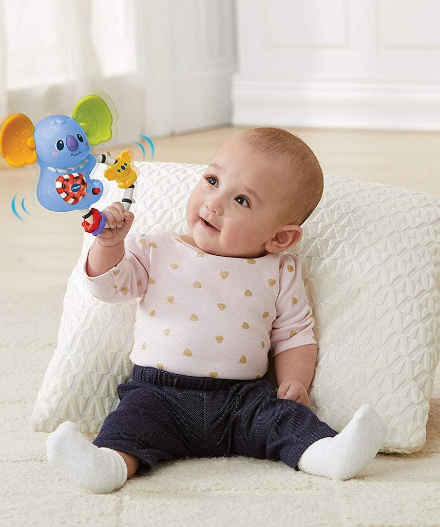 VTech Twist n Play Koala Interactive Baby Rattle with Lights Sounds and Motor Skill Activities for Babies 3 Months and Up