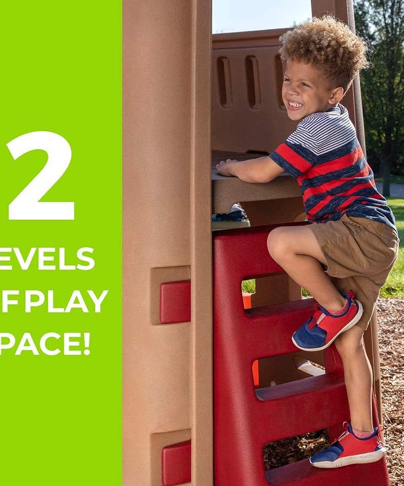 Step2 Naturally Playful Playhouse Climber, Swing Extension, Playhouse + Slide + Swings, Outdoor Playset for Kids 3+