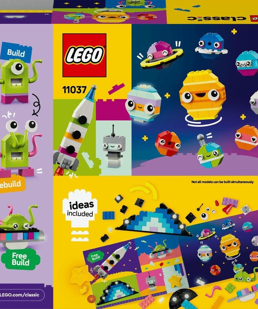 LEGO Classic Creative Space Planets Brick Box, Solar System Building Toys Featuring a Rocket Toy for Kids, Boys & Girls aged 5+ with Earth, Sun, Saturn Models plus Astronaut and Alien Figures 11037