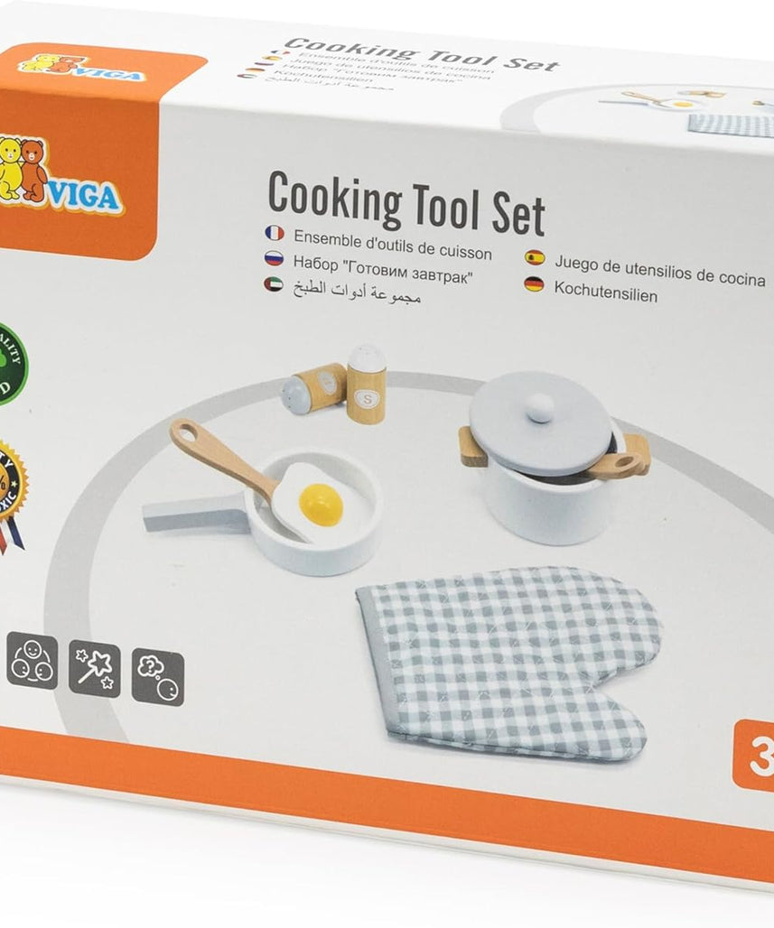 Viga 44693 Wooden Cooking Tool Playset, Grey