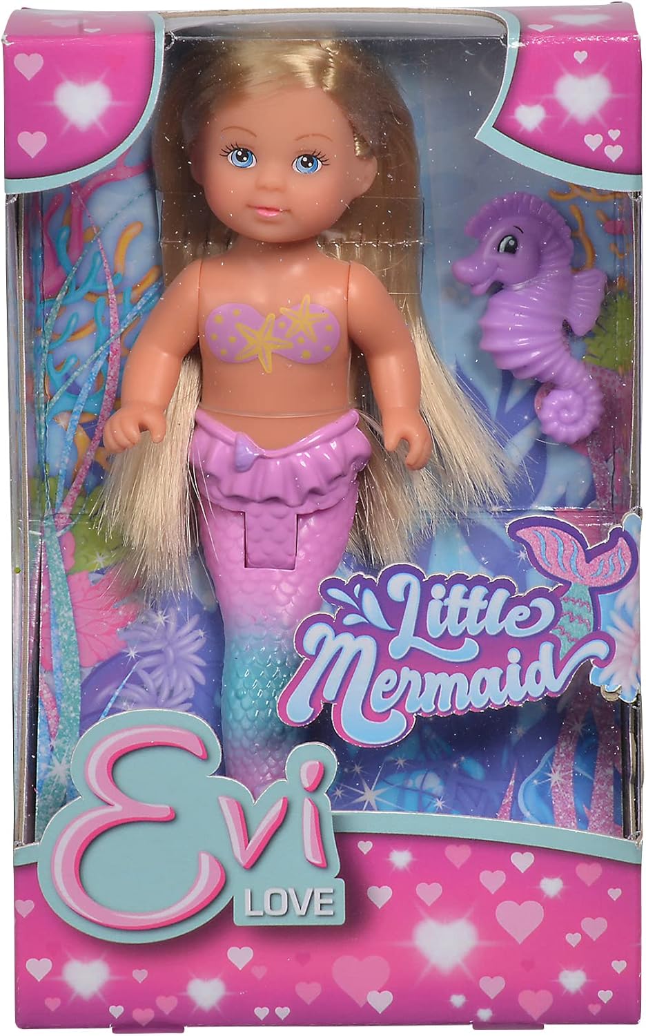 Simba Evi Love Little Mermaid Doll – 2 Assorted Designs, Movable Tail Fin, 12 cm, Ages 3+