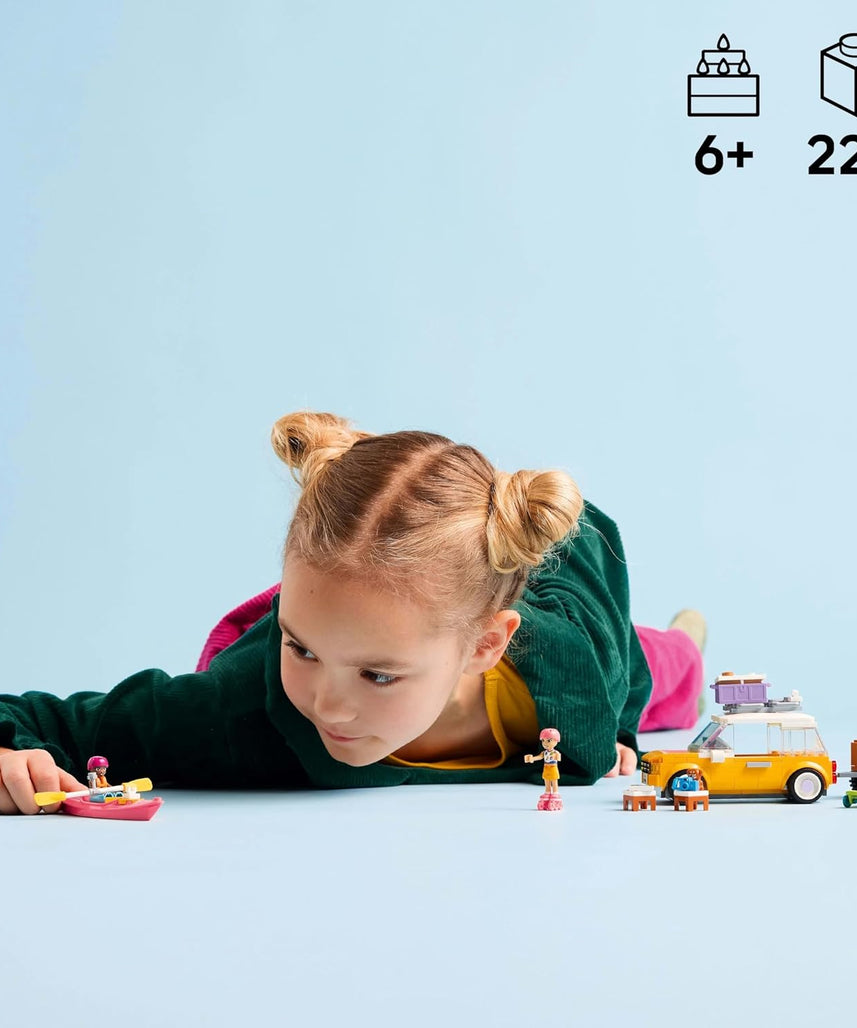 LEGO Friends Friendship Road-Trip Travel Car Toy with Trailer, 2 Mini Dolls, a Pet Dog Figure, Kayak & Fun Accessories incl. a Skateboard & Roller Skates - Ramadan Gift for 6+ Year Old Girls - 42659