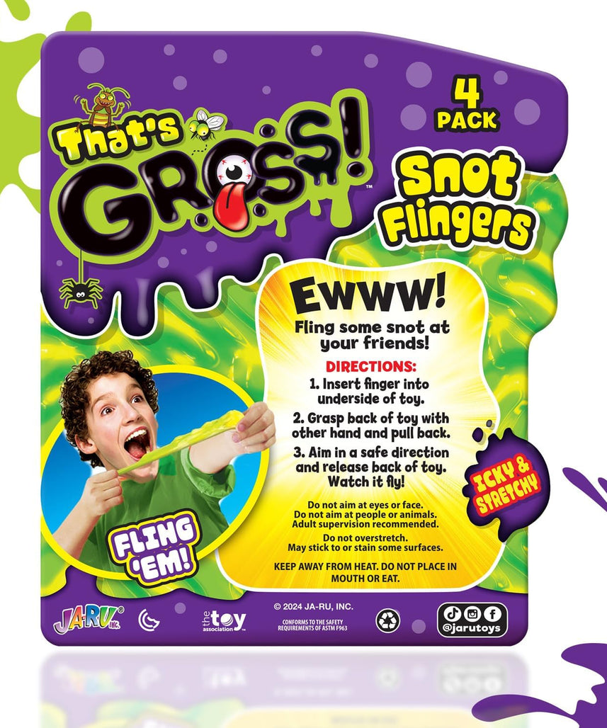 JA-RU Gross Snot Flinger Toy, Stretchy Sticky Flinger Booger Launcher, Funny Prank Toy for Kids 6Y+