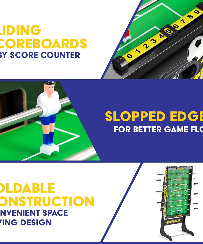 Powerplay 3ft Folding Football Table Game, Mini Table Football for Kids and Adults, Compact Foosball Table, Portable Design with Easy Storage, Indoor Game Table for Boys and Girls 5 Years+