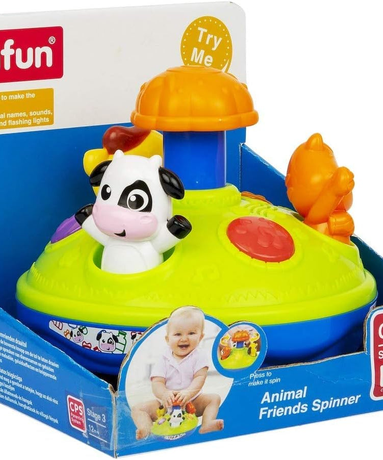 Winfun Animal Friends Spinner, Interactive Spinning Baby Toy with Lights, Melodies + Animal Sounds, 6–48 Months