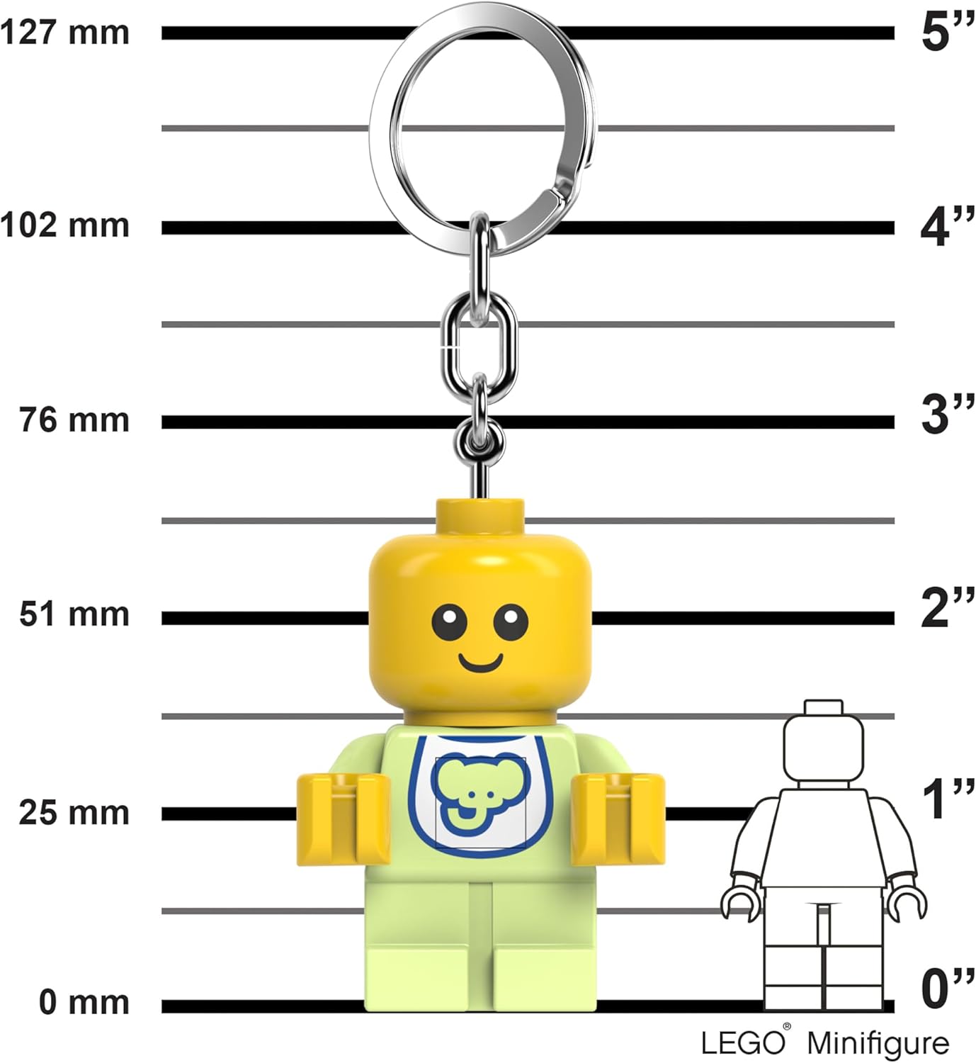 LEGO Minifigures - Large 2.25 Inch Tall Figure Keychain Light - Baby (KE209H), Multicolor, Large - 2 inches tall