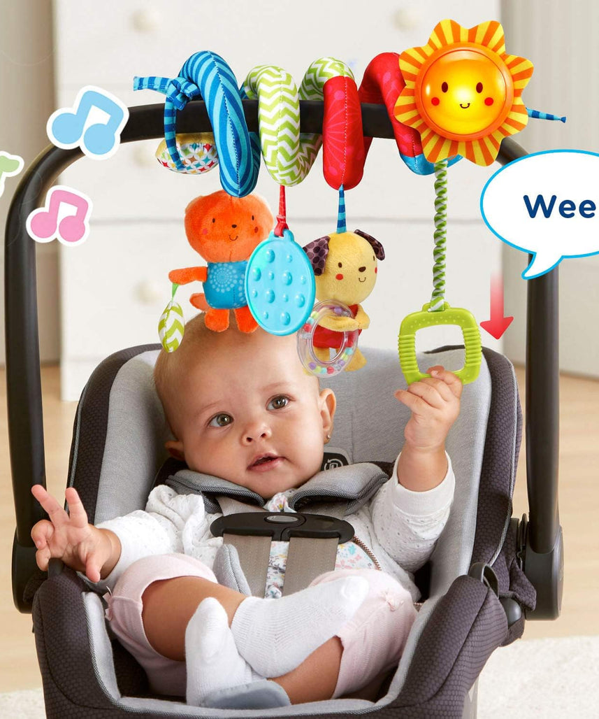 VTech Sunny Days Musical Spiral Activity Toy with Light-Up Sun, Songs, Melodies, Mirror, Rattle & Sensory Toys for Strollers and Infant Carriers, Ages 0+ Months