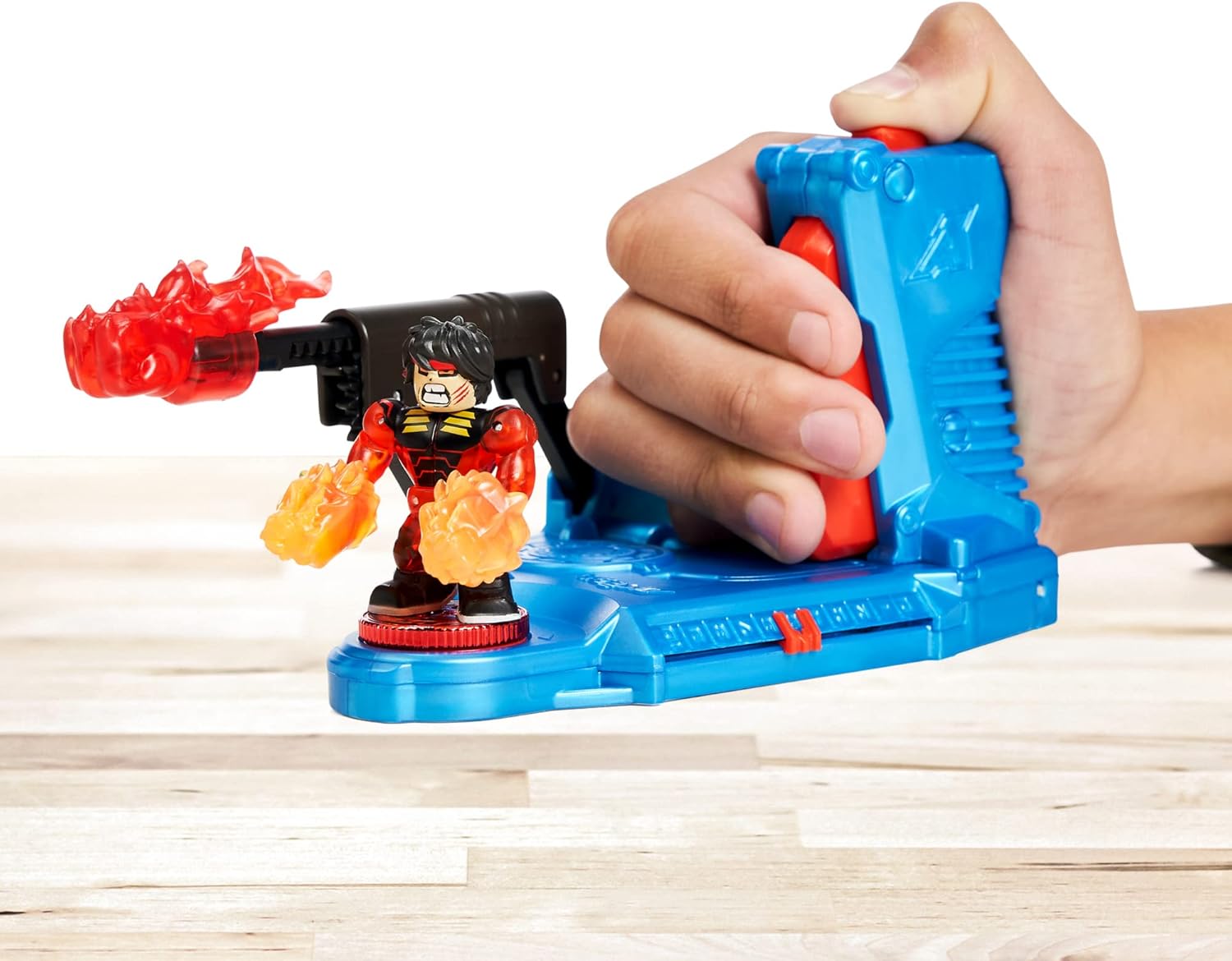 مجموعة ألعاب موس تويز أكيدو ليجندز أوف باورزتورم ميجا سترايك للتحكم مع لعبة اللكمة الأولية، شخصية فاير سترايك تشوكس تيربو الحصرية و4 قطع طاقة أساسية للأطفال من سن 6 سنوات فما فوق - مجموعات ألعاب