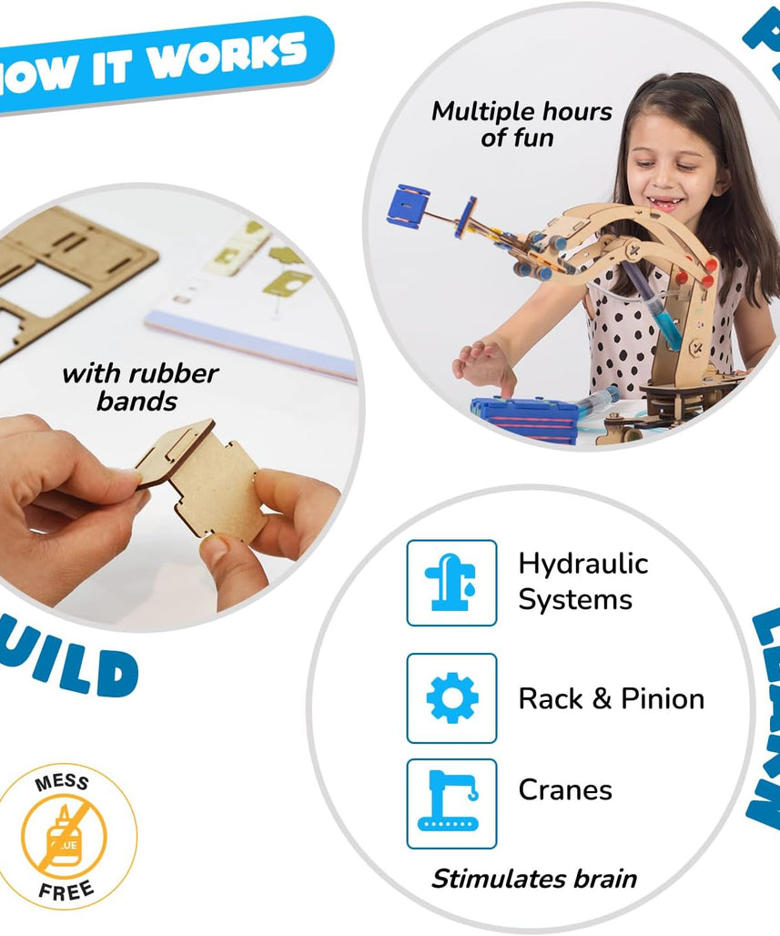 Smartivity Hydraulic Crane, STEM DIY Fun Toy, Educational & Construction Based Activity Game Kit for Kids 6 to 14, Best Birthday Gift for Boys & Girls 6-8-10-12-14 Years Old, Made in India