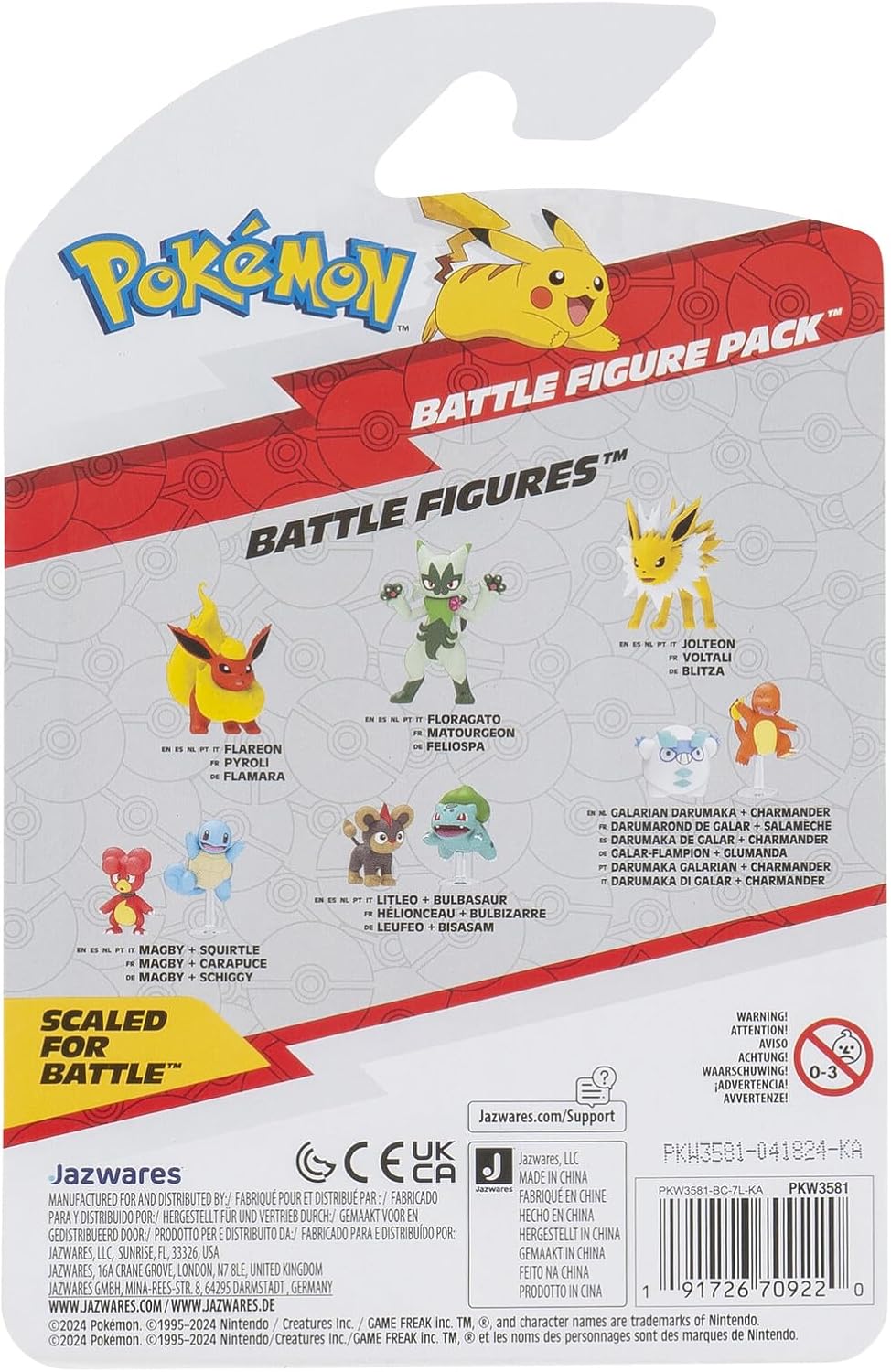 Pokemon Battle Figure Magby & Squirtle, Official Detailed Action Figures, Play Figurines for Kids, Toy Gift