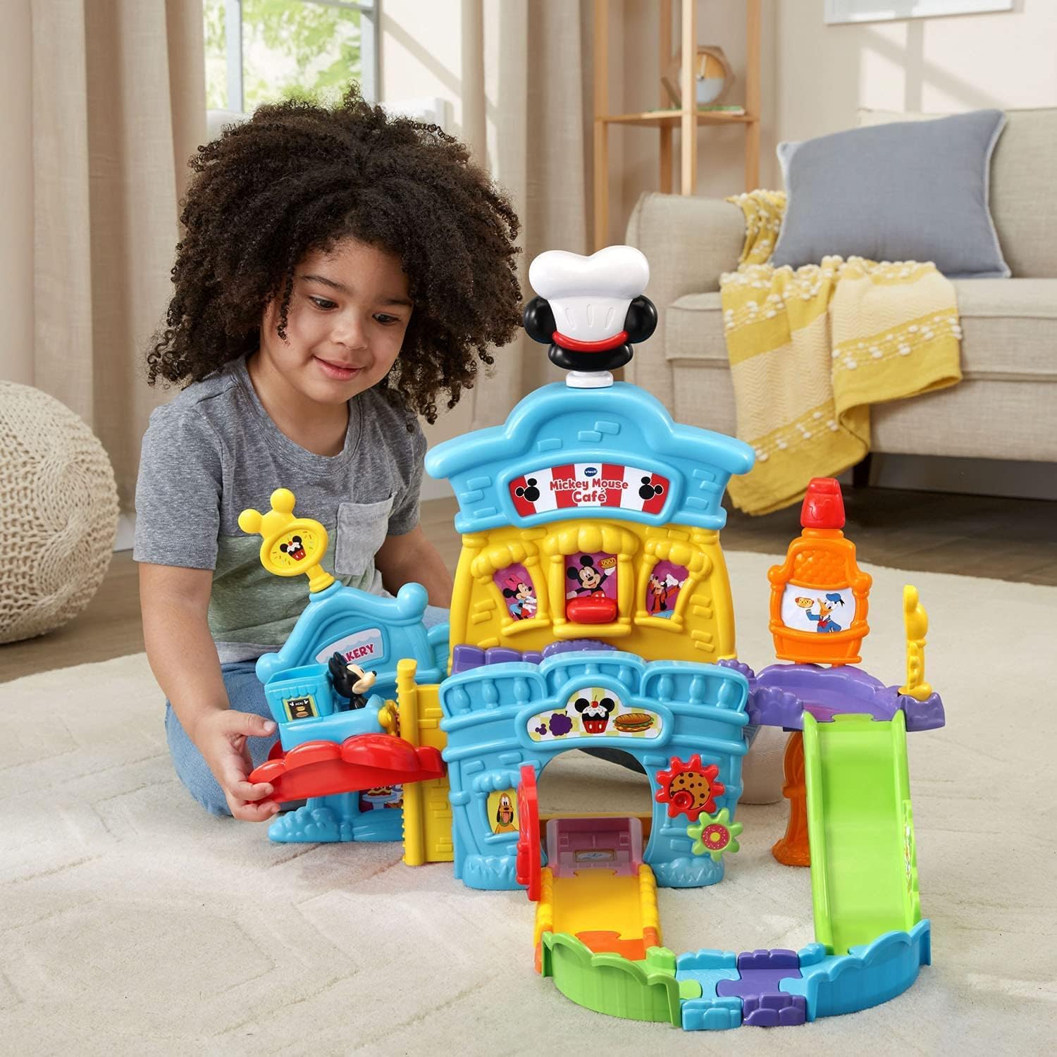 VTech, Go! Go! Smart Wheels, Disney Mickey Mouse Café, Food Truck Playset, Interactive Lights, Sounds, Songs, Phrases, Motor Skill Development, for Toddlers Ages 1-6