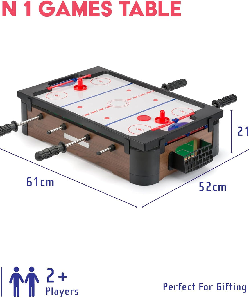 Power Play 3-in-1 Tabletop Games Set, Foosball, Air Hockey, Table Tennis, Multicolor, Wooden Construction, Kids Game Table for Boys and Girls 3+, Indoor Family Entertainment