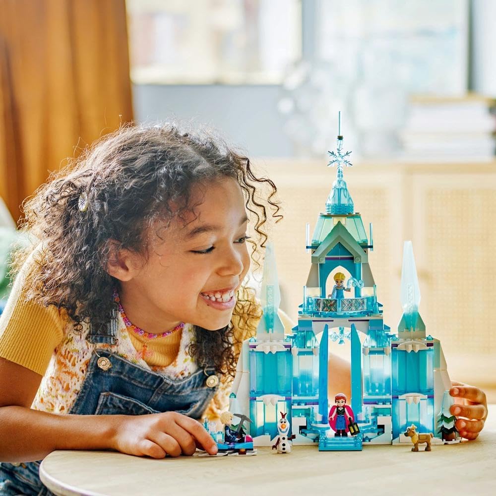 LEGO Disney Princess Frozen Elsa’s Ice Palace Building Toy Set 43244, Castle Playset with Elsa, Anna, Kristoff and Olaf Minidoll Figures, Creative Construction Gift for Kids, Girls and Boys Aged 6 Years+