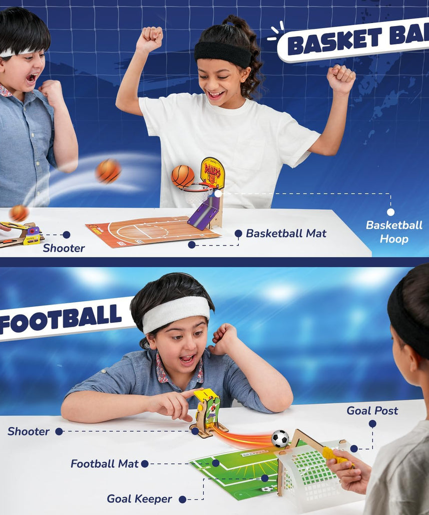 Smartivity 3in1 Basketball, Soccer, Bowling I Indoor Sports Game for Kids 6-12 Years Old I for Boys & Girls | DIY STEM Toy for Kids 6,7,8,9,10,11,12, Years I Wooden Construction Kit