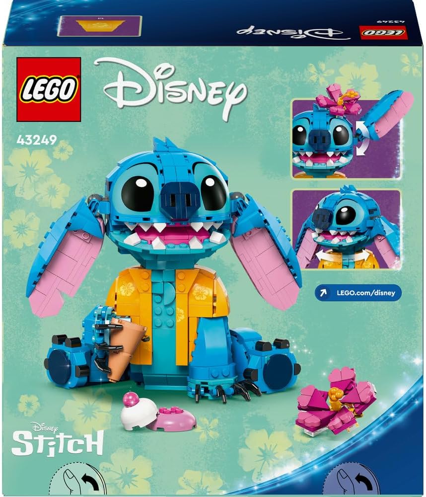 LEGO | Disney Stitch Toy - Play & Display Figure with an Ice-Cream Cone & Decorative Flower - Ramadan Gift for 9+ Year Old Girls, Boys & Lilo & Stitch Movie fans - 43249