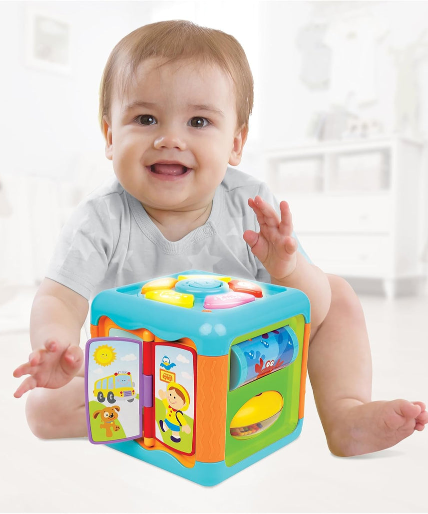 Winfun Children's Cube with Music + Light, Interactive Baby Discovery Activity Cube with Animal Buttons, Melodies + Sound Effects, 12 Months+