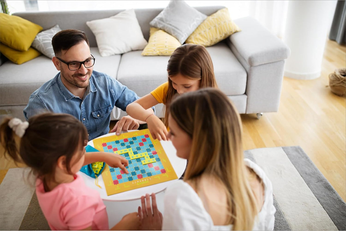 Scrabble Junior Kids Crossword Game With 2-Games-In-1, 2-Sided Game Board For 2 To 4 Players Ages 6 To 10 Years Old