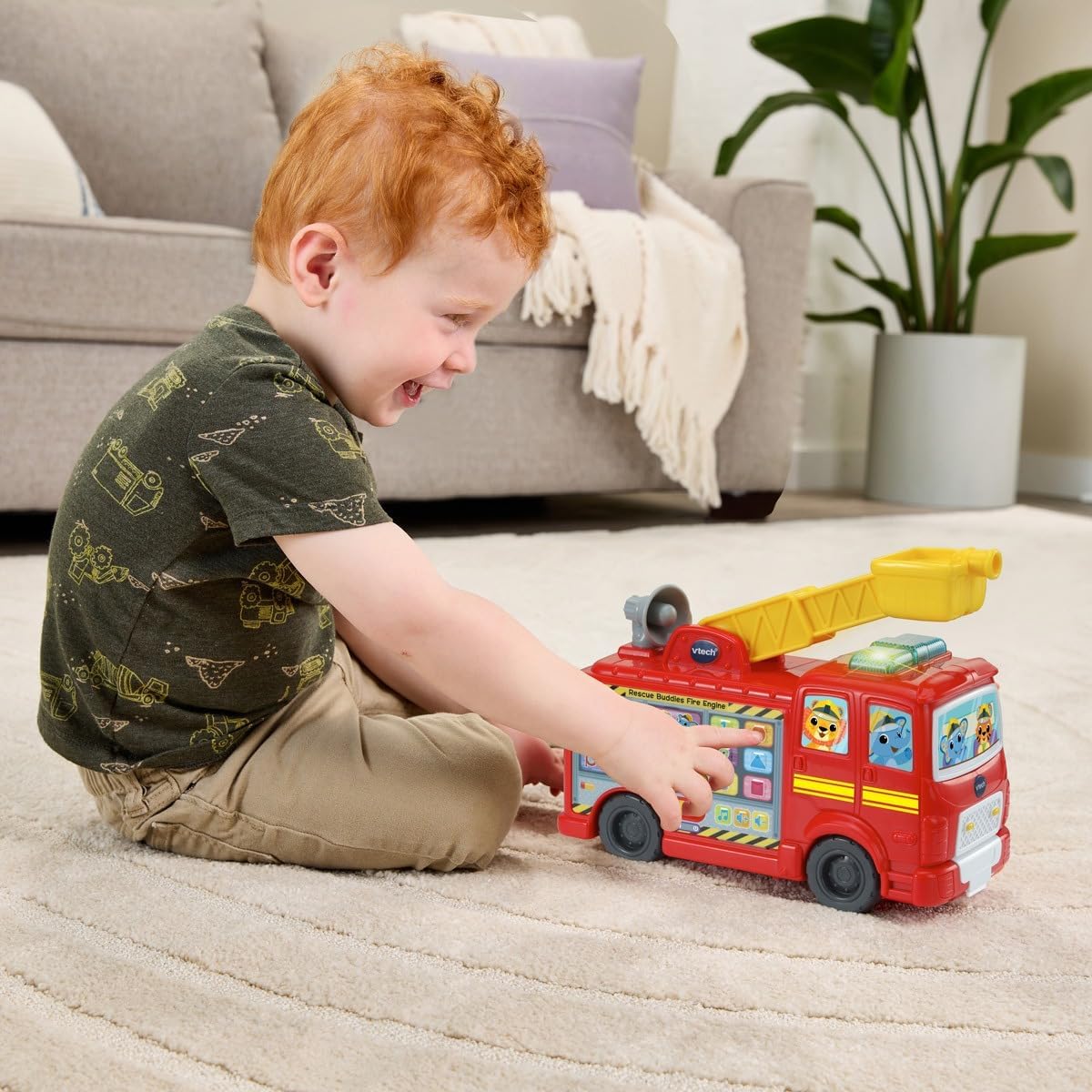 VTech Rescue Buddies Fire Engine, Songs & Learning Discovery Station, Easy-Touch Buttons, Ages 12–36 Months