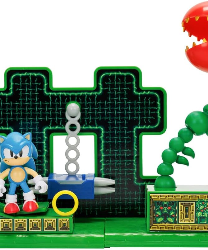 مجموعة ألعاب سونيك القنفذ ستارداست سبيدواي زون، مقاس 2.5 بوصة، شخصية سونيك الكلاسيكية، منصات تفاعلية للمنحدرات والمسامير، قطع بيئية قابلة للتجميع، شاشة قابلة للتخصيص، تعمل بالطاقة للأطفال، لا تحتاج إلى بطاريات، جاكس باسيفيك